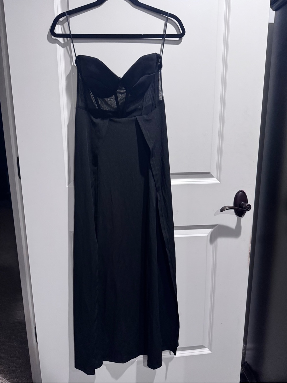 Black Strapless Evening Dress - Elegant Long Gown - High Double Slits
